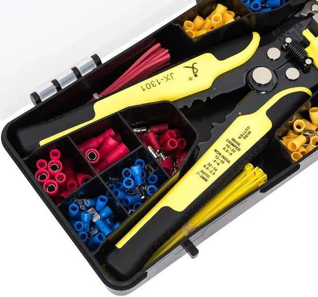 Alt view image 4 of 6 - Wiring Tool Kit Includes 24-10 AWG Multifunctional Wire Stripper Cutter Crimper 230pcs Insulated Wire Terminal Connectors 40pcs Cable Ties