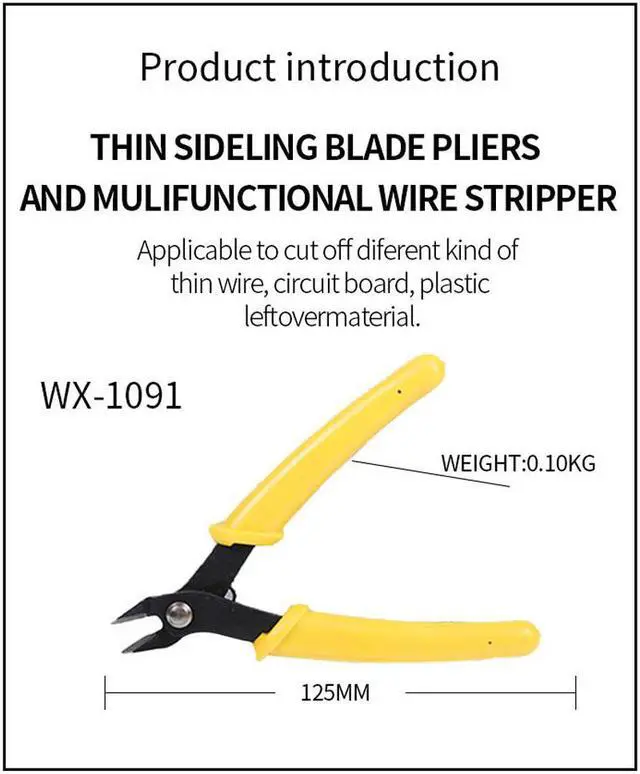 Alt view image 2 of 5 - WX-1091 Multi Functional Tools Crimping Electrical Wire Cable Cutters Hand Tool Electronic Pliers Diagonal Pliers - Yellow