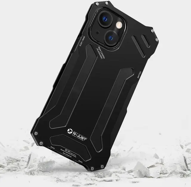 Alt view image 2 of 3 - Luxury Metal Armor Case Hard shockproof 2 Protect Cover For iPhone 12Pro - Black