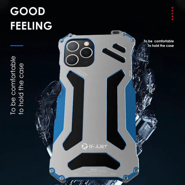 Main image of Luxury Metal Armor Case Hard shockproof 2 Protect Cover For iPhone 12Promax - Blue