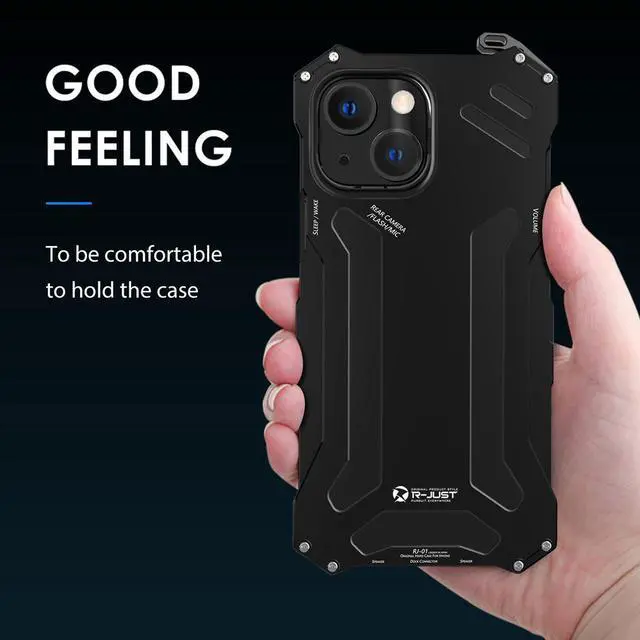 Alt view image 3 of 3 - Luxury Metal Armor Case Hard shockproof 2 Protect Cover For iPhone 12Pro - Black