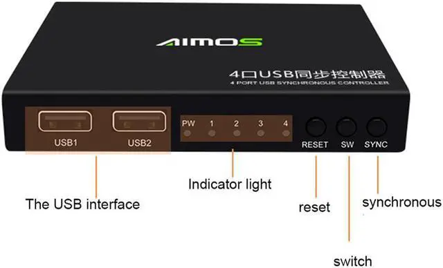 Alt view image 6 of 6 - AIMOS-KM402 4 Ports USB Keyboard Mouse Synchronizer Controller KVM Switcher Splitter USB Splitter