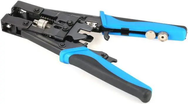 Alt view image 5 of 5 - Multifunctional Coax Compression Connector Adjustable Tool Cable Crimping Pliers Wire Cutter for F BNC RCA RG58 RG59 RG6 - Blue