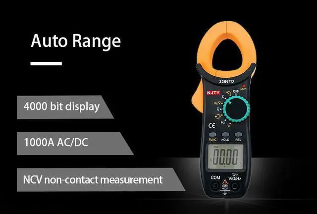 Alt view image 2 of 5 - TY3266TD Digital Clamp Meter ACA AC/DCV Resistance Capacitance Frequency Temperature NCV 3999 Counts Ammeter Tester