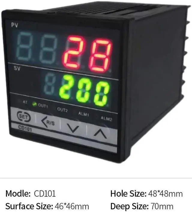 Alt view image 6 of 7 - Digital PID Dual Display Temperature Controller Max Test Temperature 1372 Degree Thermoregulator with Alarm Relay Output CD101