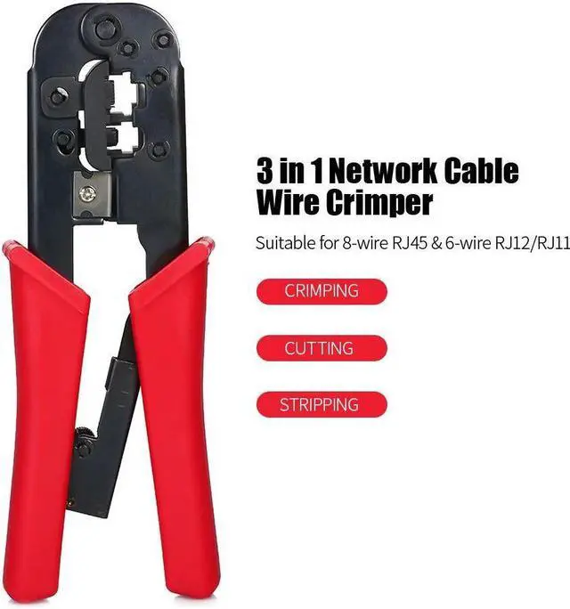 Alt view image 4 of 7 - 3 in 1 Network Cable LAN Wire Crimping Pliers 8P RJ45 + 6P RJ12/RJ11 Ethernet LAN Cable Networking Tool Wire Cutter Stripper