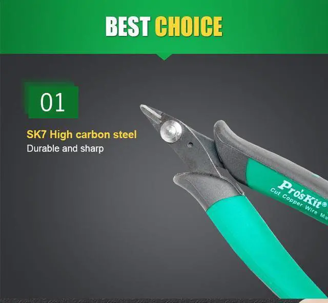 Alt view image 6 of 7 - Pro'sKit PM-25PD Double Color Bulletproof Jump Fine Knife Diagonal Cutting Pliers Electrical Wire Cable Cutters Cutting Side Sni