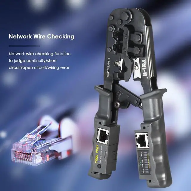 Alt view image 5 of 7 - TNI-U TU-N5684CR 2 in 1 Wire Crimping and Testing Pliers RJ11 RJ12 RJ45 Cable Crimper Wire Stripper Cutter Wire Tester