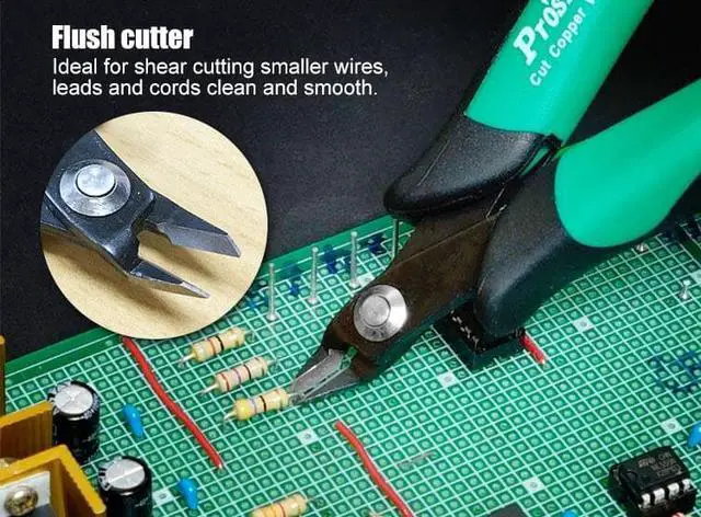 Alt view image 4 of 7 - Pro'sKit PM-101D Thin Blade Diagonal Cutting Pliers Precision Electronic Cut Wire Cable Cutters Oblique Mouth Pliers