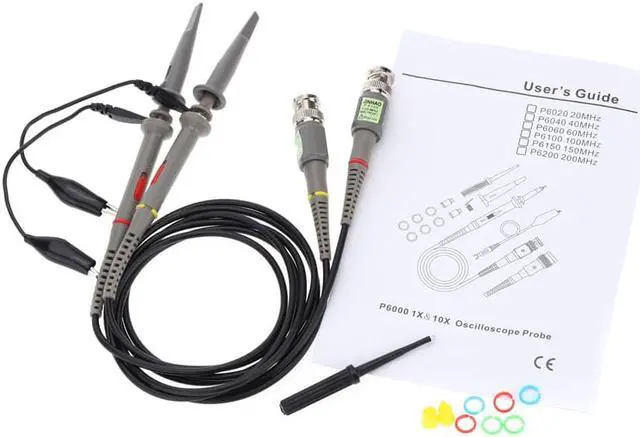 Alt view image 6 of 7 - 2Pcs Oscilloscope Probe P6100 100MHz 1X 10X Alligator Clip Test Low Passive Limpedance Attenuation Probe For Hantek Rigol UNI-T