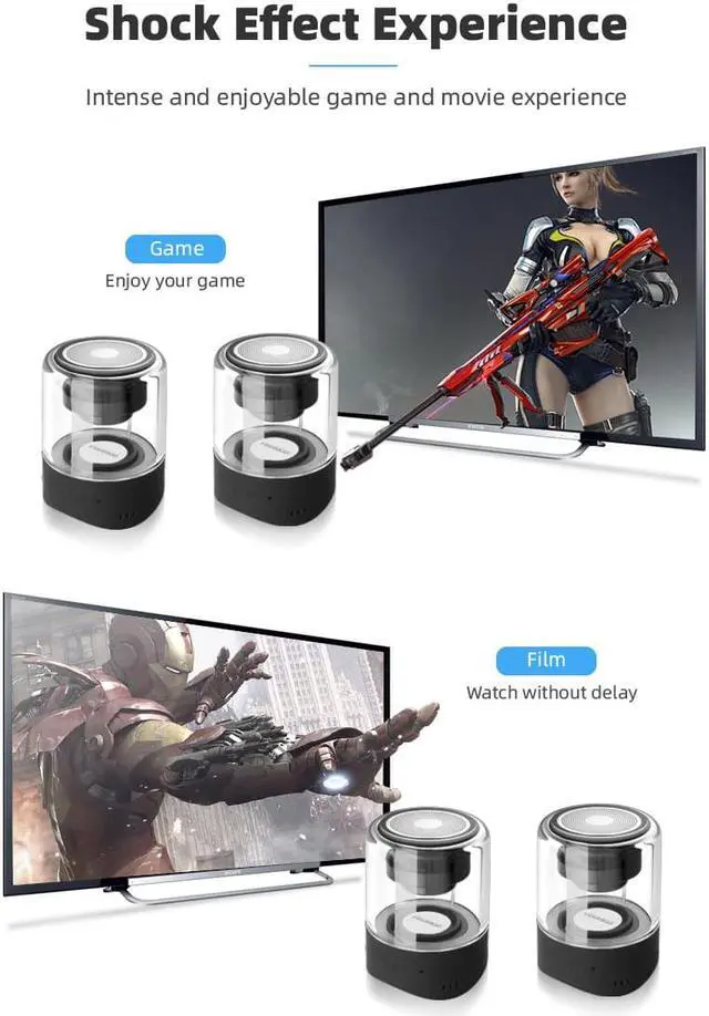 Alt view image 7 of 7 - Fineblue MK22 TWS Wireless Speaker Bluetooth Mini Speaker LED light Mega Bass Stereo Music Portable Waterpoof