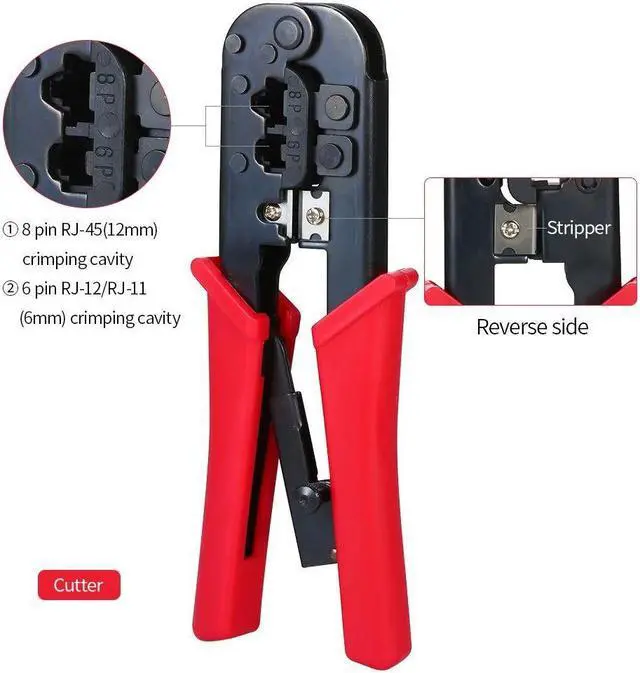 Alt view image 7 of 7 - 3 in 1 Network Cable LAN Wire Crimping Pliers 8P RJ45 + 6P RJ12/RJ11 Ethernet LAN Cable Networking Tool Wire Cutter Stripper
