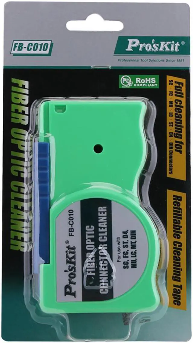 Alt view image 4 of 6 - Pro'skit FB-C010 Fiber Cassette Cleaner Tape for SC FC ST MU LC D4 DIN Connector Optical Cleaning Box 600+ Times