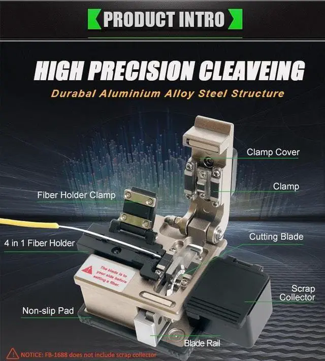 Alt view image 5 of 7 - Pro'sKit FB-1688 Fiber Cleaver Portable Single Mode High Precision Fiber Cleaver Optical Fiber Cleaver