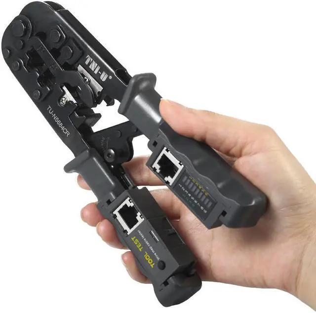 Alt view image 2 of 7 - TNI-U TU-N5684CR 2 in 1 Wire Crimping and Testing Pliers RJ11 RJ12 RJ45 Cable Crimper Wire Stripper Cutter Wire Tester