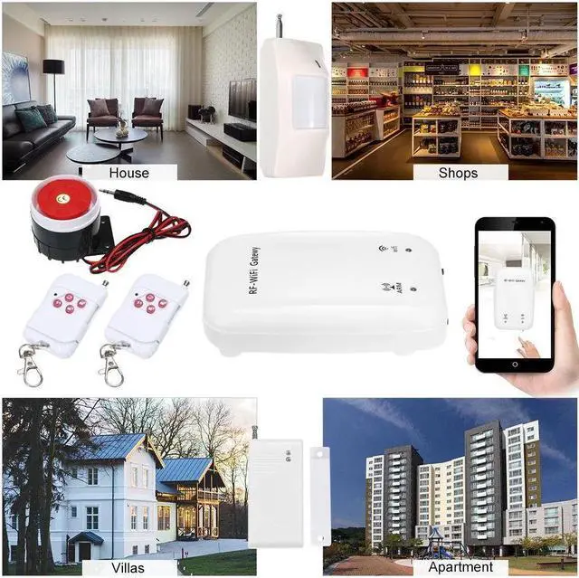 Alt view image 4 of 7 - RF WIFI Gateway Smart Alarm System Door Sensor PIR Motion Sensor Phone APP Remote Control Smart Home Security Alarm System