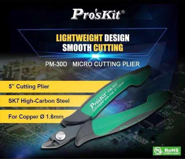 Alt view image 3 of 7 - Pro'sKit PM-30D Double Color Thicker Knife Diagonal Cutting Pliers Oblique Mouth Pliers Electronic Cut Wire Cutters Repair Hand