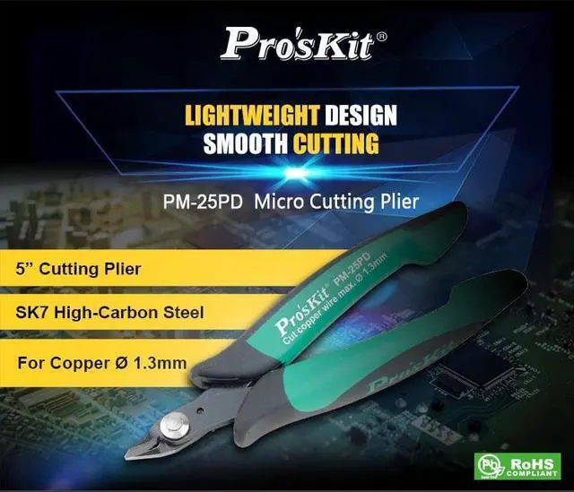 Alt view image 2 of 7 - Pro'sKit PM-25PD Double Color Bulletproof Jump Fine Knife Diagonal Cutting Pliers Electrical Wire Cable Cutters Cutting Side Sni