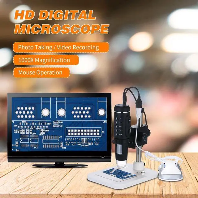 Alt view image 7 of 7 - 1000X Magnification 5M Pixels USB Digital Microscope with Stand Desktop Magnifier Magnifying Glass Digital Zoom Microscope Magnifier with 8-LED Light Brightness Adjustable Support Mouse & Connect with