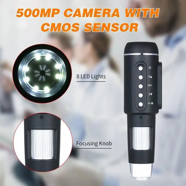 Alt view image 3 of 7 - 1000X Magnification 5M Pixels USB Digital Microscope with Stand Desktop Magnifier Magnifying Glass Digital Zoom Microscope Magnifier with 8-LED Light Brightness Adjustable Support Mouse & Connect with