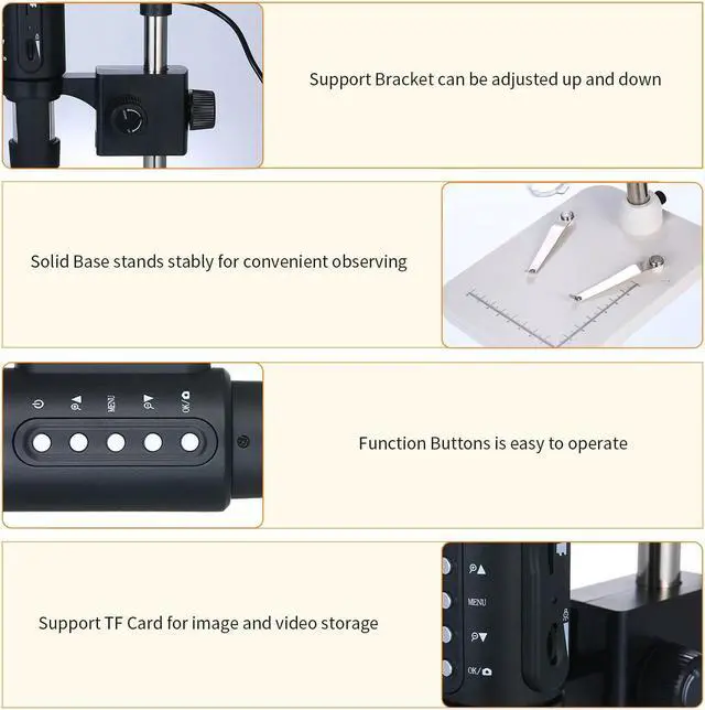 Alt view image 6 of 7 - 1000X Magnification 5M Pixels USB Digital Microscope with Stand Desktop Magnifier Magnifying Glass Digital Zoom Microscope Magnifier with 8-LED Light Brightness Adjustable Support Mouse & Connect with