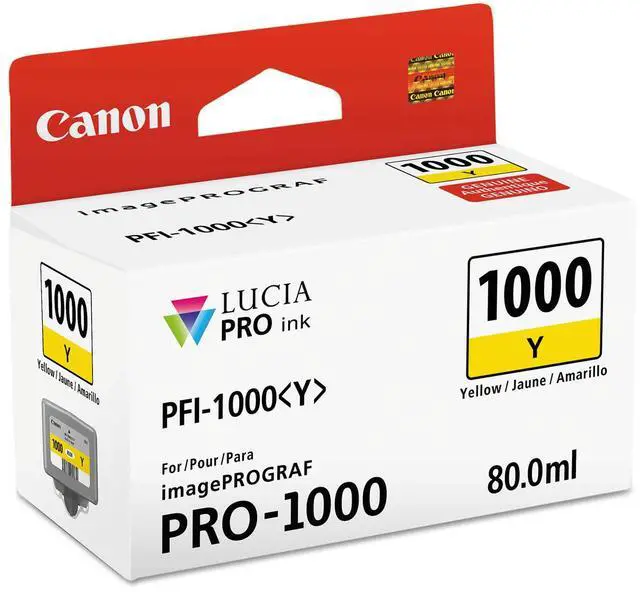 Alt view image 4 of 8 - Canon PFI-1000 Y LUCIA PRO Yellow Ink Tank (80ml)