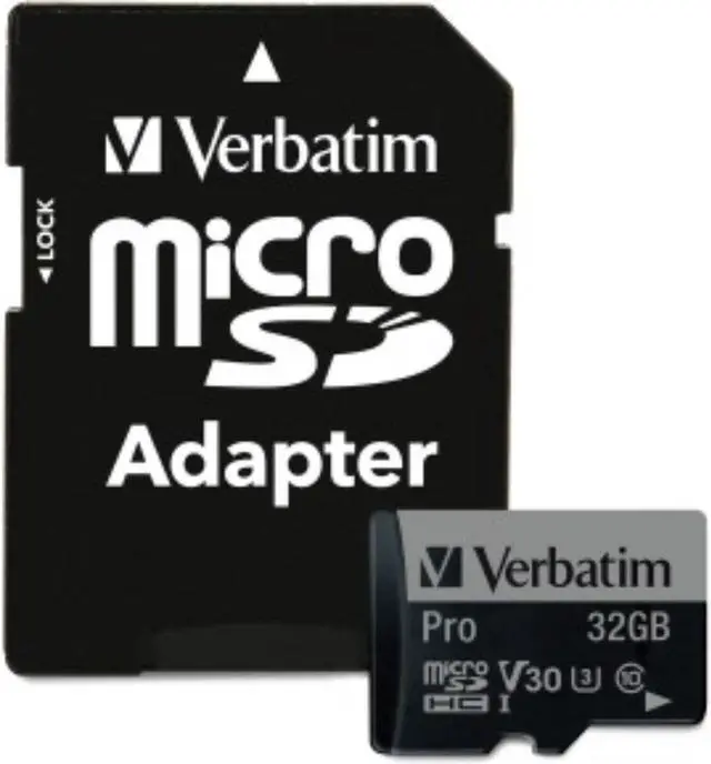 Alt view image 2 of 14 - Verbatim 32GB Pro 600X microSDHC Memory Card with Adapter, UHS-I U3 Class 10 - Class 10/UHS-I (U3) - 90 MB/s Read1 Pack - 600x Memory Speed
