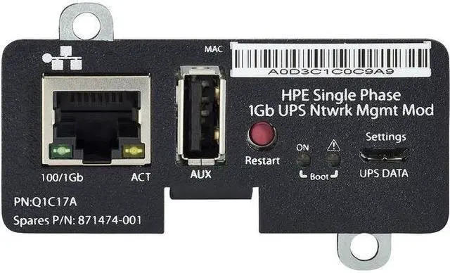 Alt view image 2 of 2 - HEWLETT PACKARD ENTERPRISE HPE SINGLE PHASE 1GB UPS NTWRK MGMT MOD