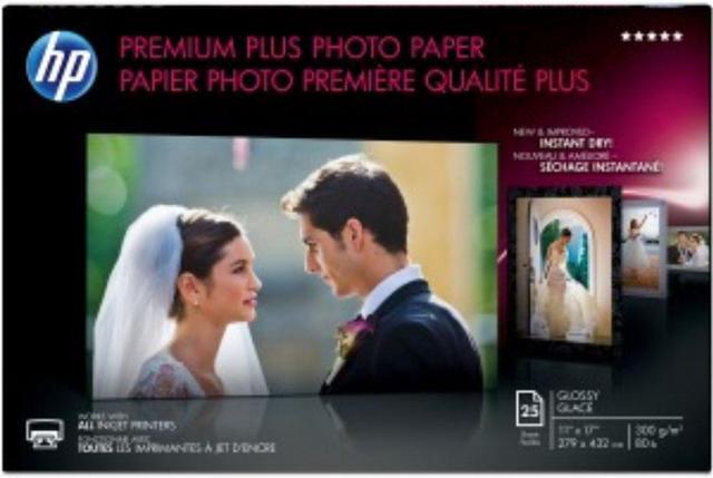 Alt view image 4 of 14 - HP Premium Plus Photo Paper, Glossy, 80 lb, 11 x 17 in. (279 x 432 mm), 25 sheets CV065A