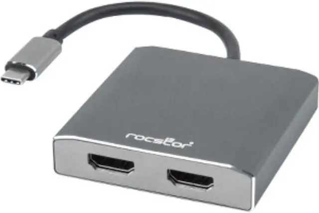 Alt view image 2 of 6 - Rocstor Premium USB-C to Dual HDMI Multi Monitor Adapter 4K 30Hz USB Type- C