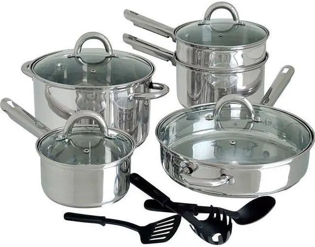 Alt view image 2 of 9 - Gibson 64208.12 12 Piece Stainless Cookware Set