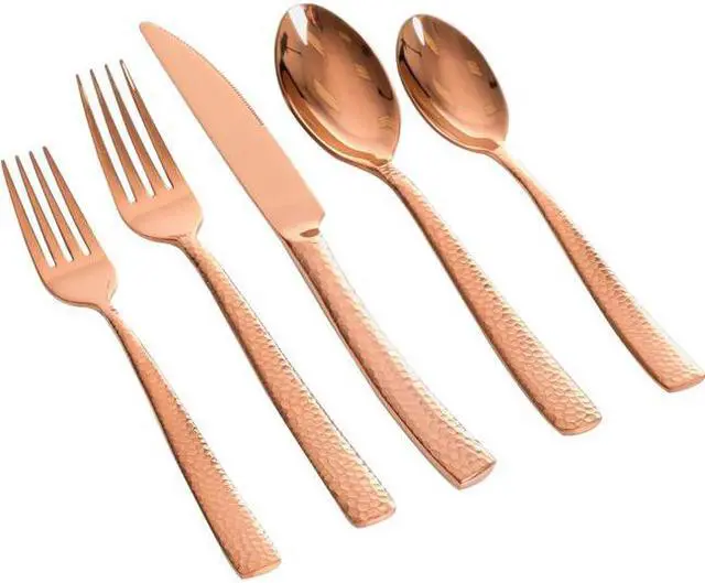 Main image of Gibson Elite Stonehenge 20 Piece Flatware Set Rose Gold 795762