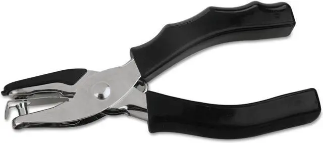 Alt view image 2 of 2 - Universal Eight-Sheet Handheld 1/4" Hole Punch Metal with Rubber Grip Black