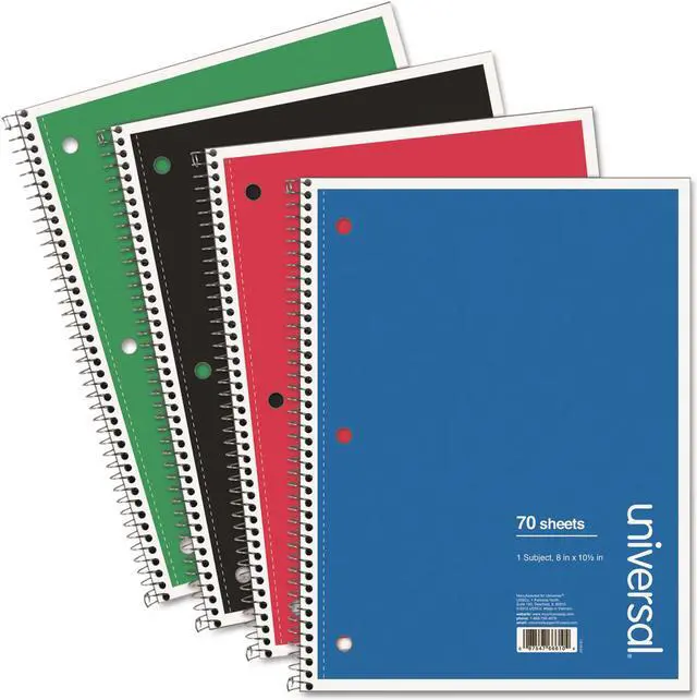 Main image of Universal Wirebound Notebook Legal Assorted 10.5 x 8 70 Sheets 4/Pack UNV66624