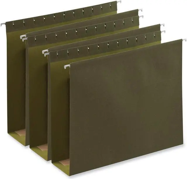 Alt view image 2 of 14 - UNIVERSAL Three Inch Box Bottom Pressboard Hanging Folder Letter Standard Green