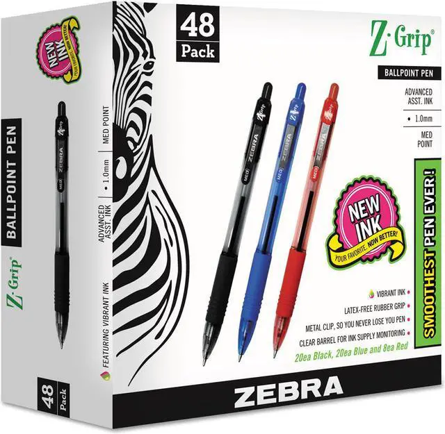 Alt view image 3 of 13 - ZEBRA PEN CORP. Z-Grip Retractable Ballpoint Pen Assorted Ink Medium 48/Pack 22048