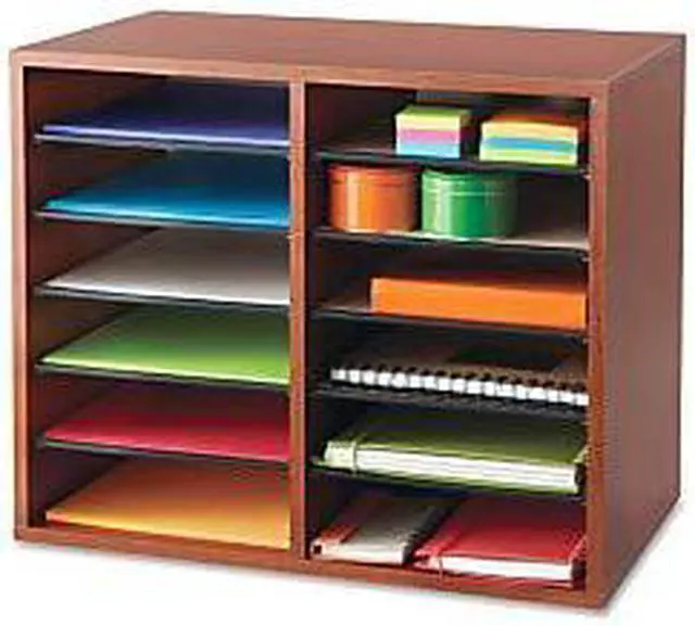 Alt view image 3 of 17 - Wood Adjustable Literature Organizer - 12 Compartment in Cherry by Safco