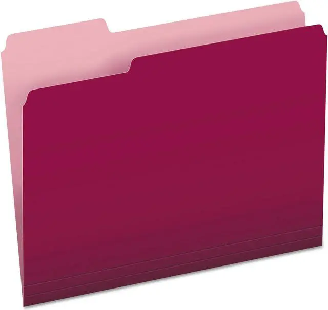 Alt view image 2 of 10 - Pendaflex Colored File Folders 1/3 Cut Top Tab Letter Burgundy/Light Burgundy 100/Box 15213BUR