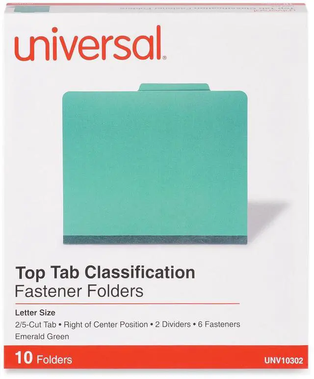 Alt view image 2 of 2 - Pressboard Classification Folders, Letter, Six-Section, Emerald Green,