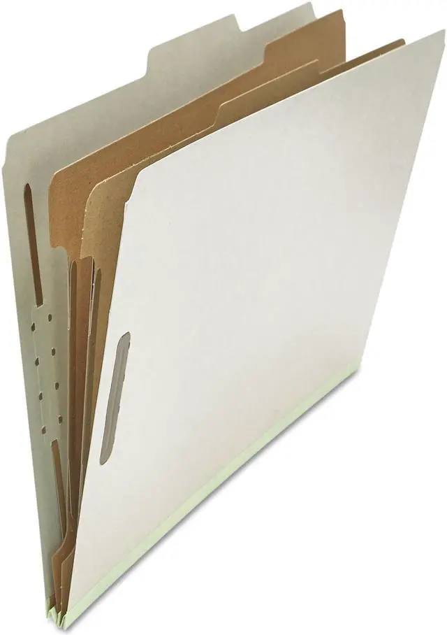 Alt view image 2 of 2 - Pressboard Classification Folder, Legal, Six-Section, Gray, 10/Box