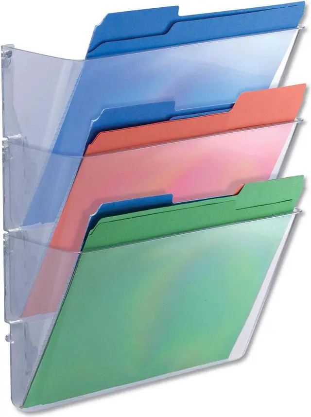 Alt view image 2 of 10 - Universal 3 Pocket Wall File Starter Set Letter Clear 53682