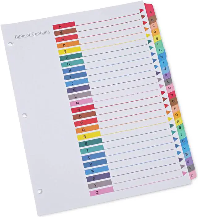 Alt view image 5 of 11 - UNIVERSAL Table of Contents Dividers Assorted Color 26-Tab A-Z Letter White 26