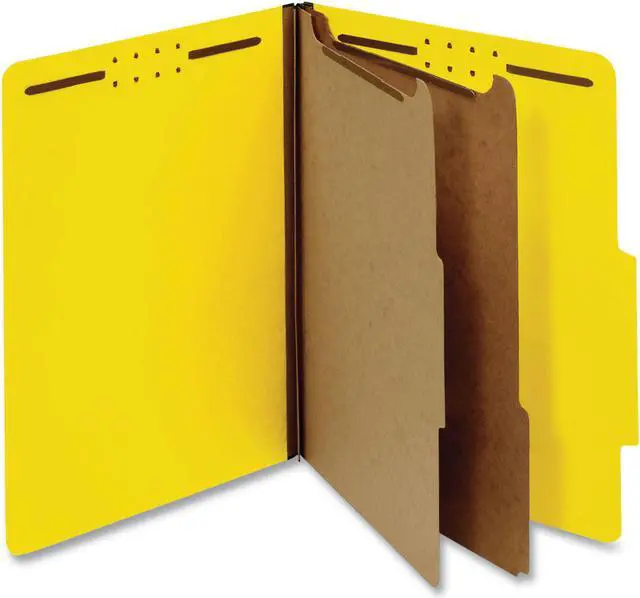 Alt view image 2 of 7 - Pressboard Classification Folders, Letter, Six-Section, Yellow, 10/Box