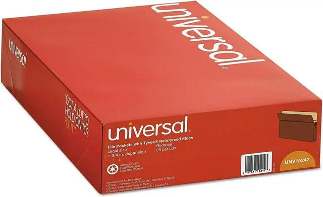 Alt view image 2 of 5 - UNIVERSAL 1 3/4 Inch Expansion File Pockets Straight Tab Legal Redrope/Manila 25