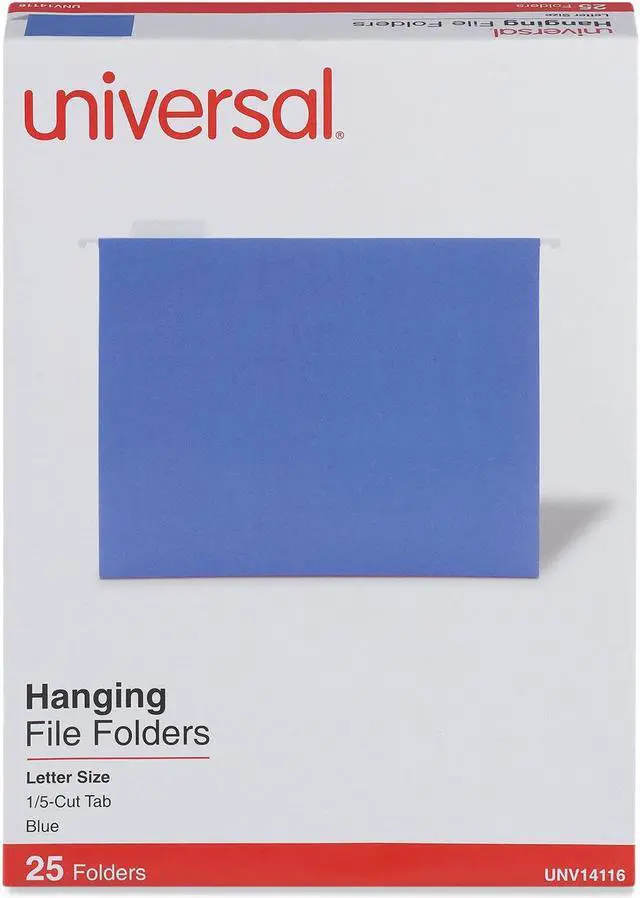 Alt view image 3 of 7 - UNIVERSAL Hanging File Folders 1/5 Tab 11 Point Stock Letter Blue 25/Box 14116