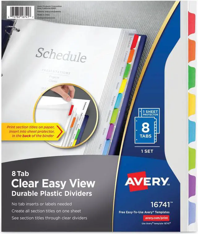 Alt view image 6 of 16 - Avery Clear View Plastic Dividers with Sheet Protector Multicolor 8-Tab Letter