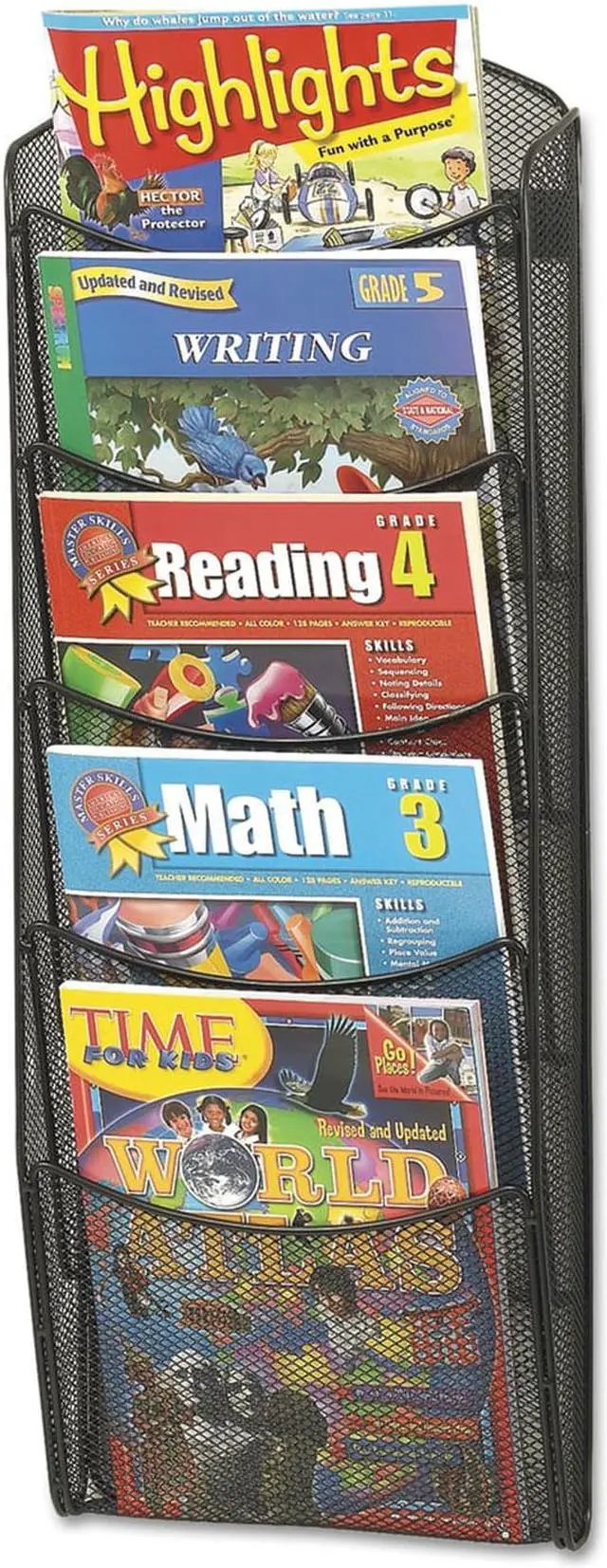 Alt view image 2 of 20 - Safco Onyx Mesh Literature Rack Five Compartments 10-1/4w x 3-1/2d x 28-1/3h