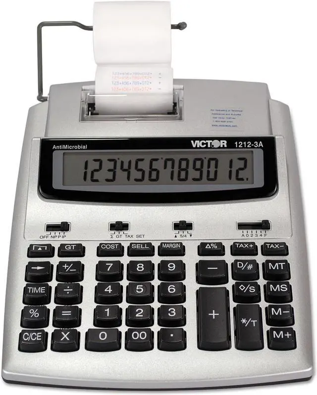 Alt view image 2 of 13 - Victor 1212-3A Antimicrobial Printing Calculator Blue/Red Print 2.7 Lines/Sec 12123A