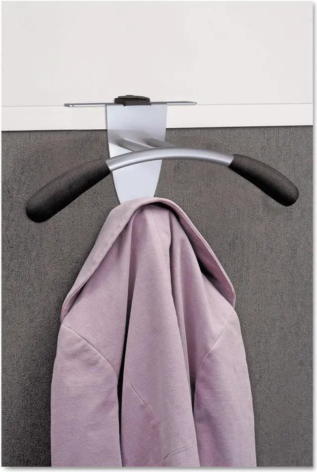 Alt view image 4 of 5 - Over-The Panel Garment Partition Valet, Silver/Black, 15 1/2 X 6 X 7 1