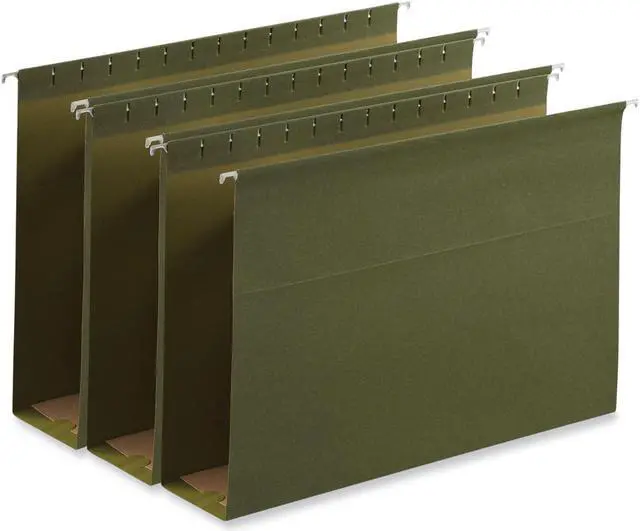 Alt view image 2 of 8 - UNIVERSAL Three Inch Box Bottom Pressboard Hanging Folders Legal Standard Green